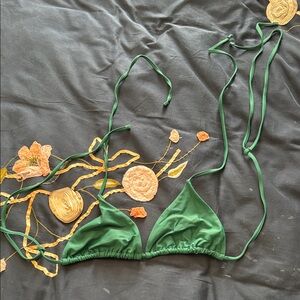 Green Triangle String Bikini Top